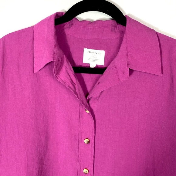 Madison 123 NAYAA SHIRT DRESS Fuscia Button-Down Shirt Dress Midi size Large - Picture 8 of 15
